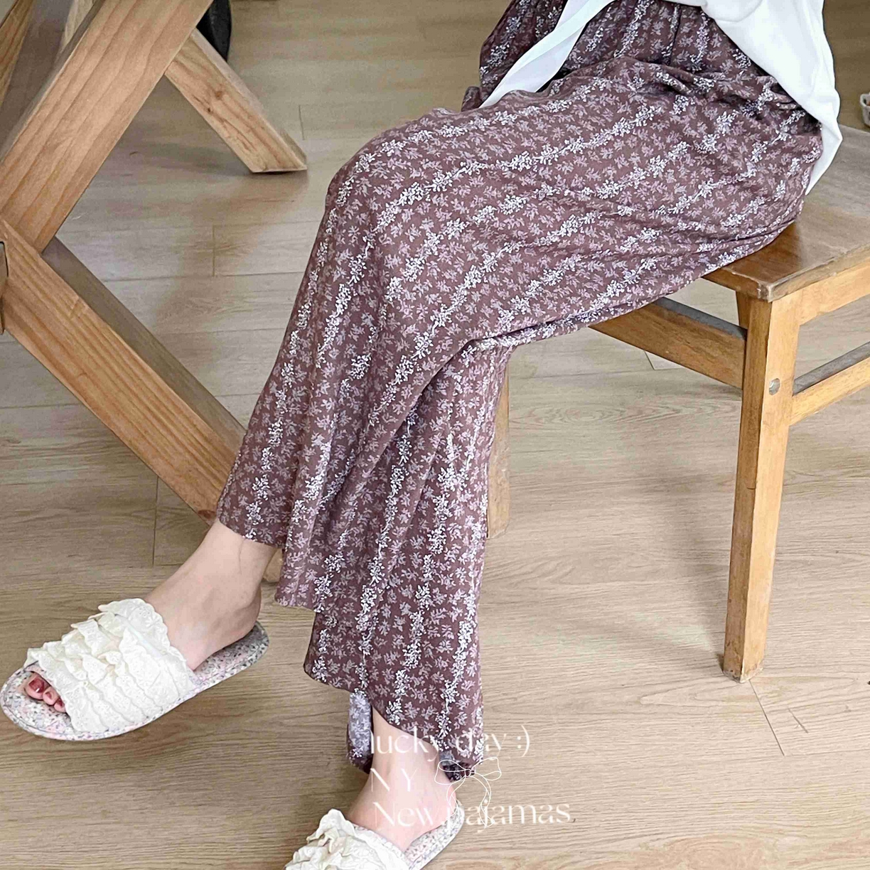 91家纺网 家纺一手货源 找家纺 纽约生活 2025新款人棉阔腿裤 花间咖