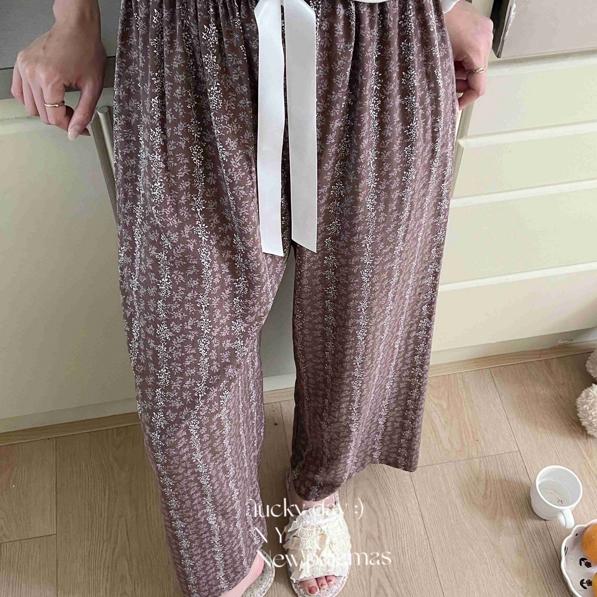 91家纺网 家纺一手货源 找家纺 纽约生活 2025新款人棉阔腿裤 花间咖