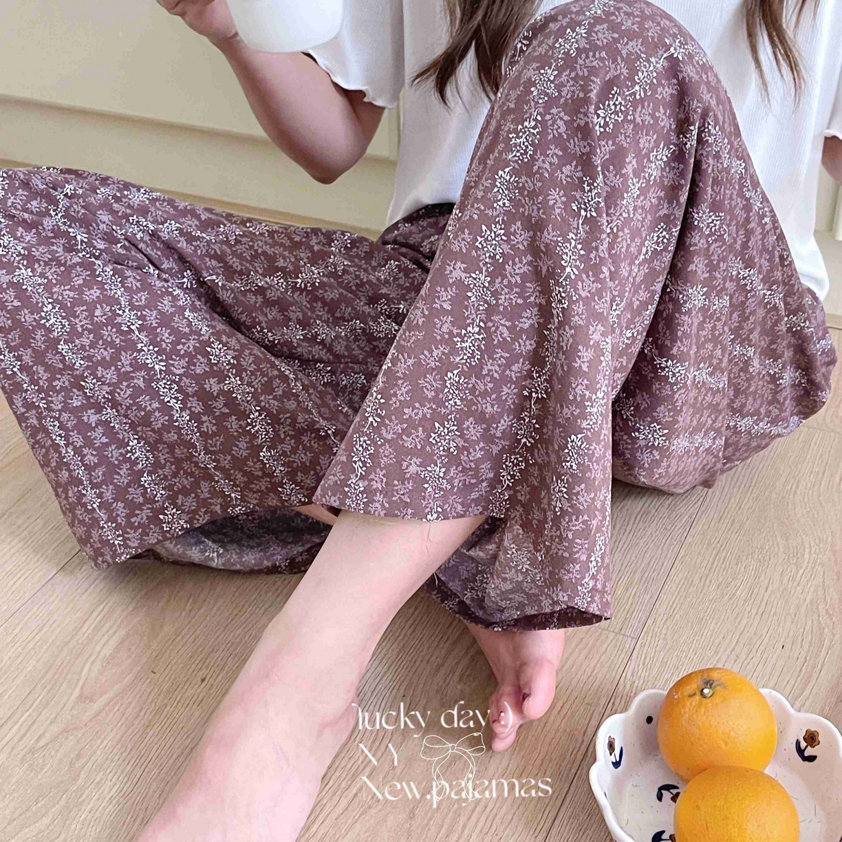 91家纺网 家纺一手货源 找家纺 纽约生活 2025新款人棉阔腿裤 花间咖