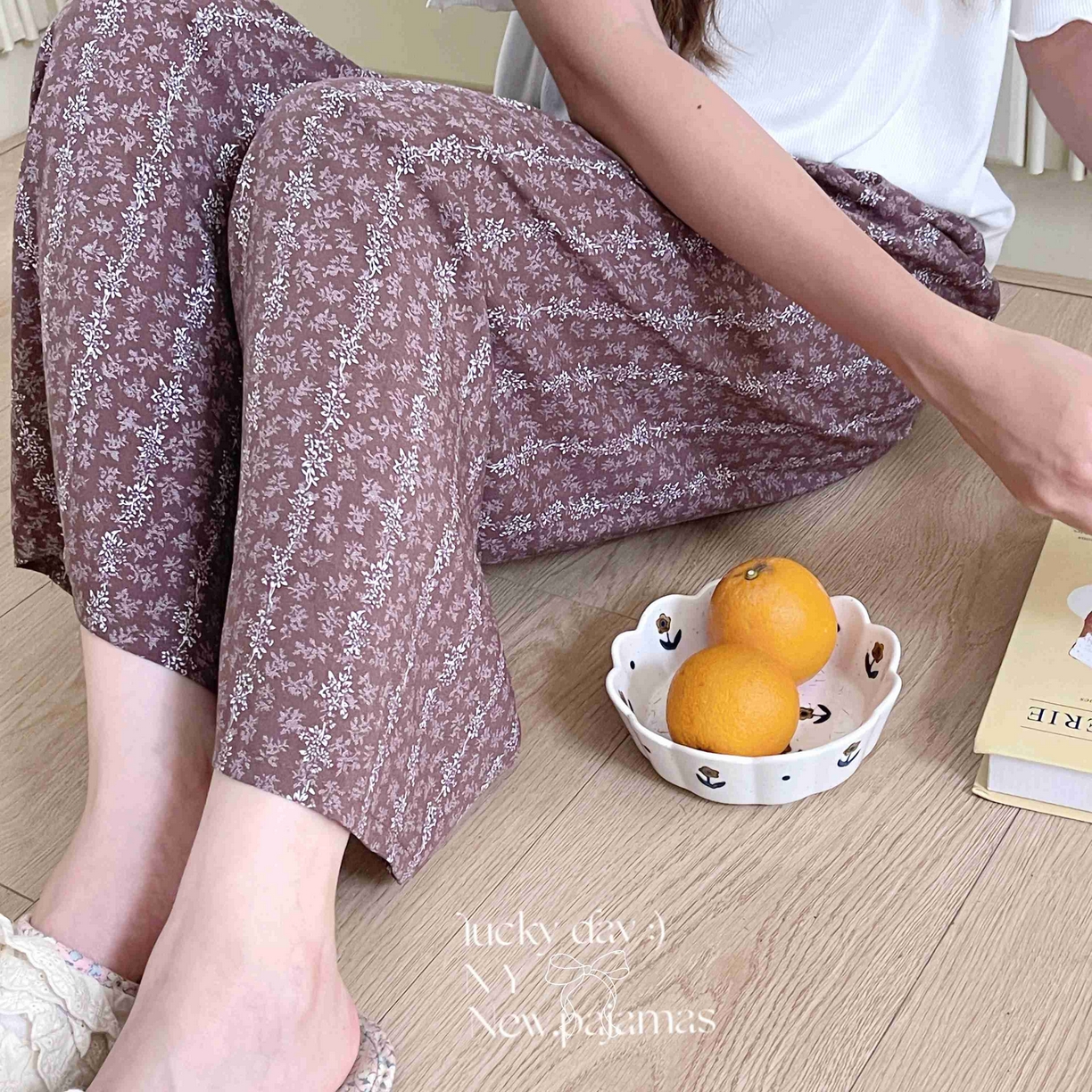 91家纺网 家纺一手货源 找家纺 纽约生活 2025新款人棉阔腿裤 花间咖