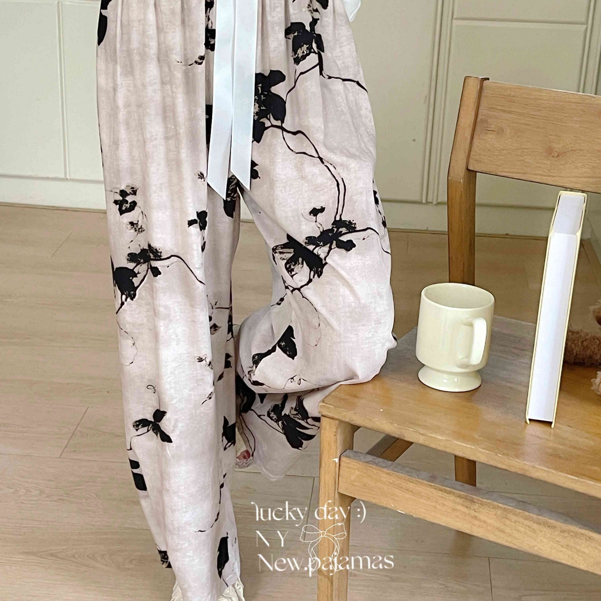 91家纺网 家纺一手货源 找家纺 纽约生活 2025新款人棉阔腿裤 花想