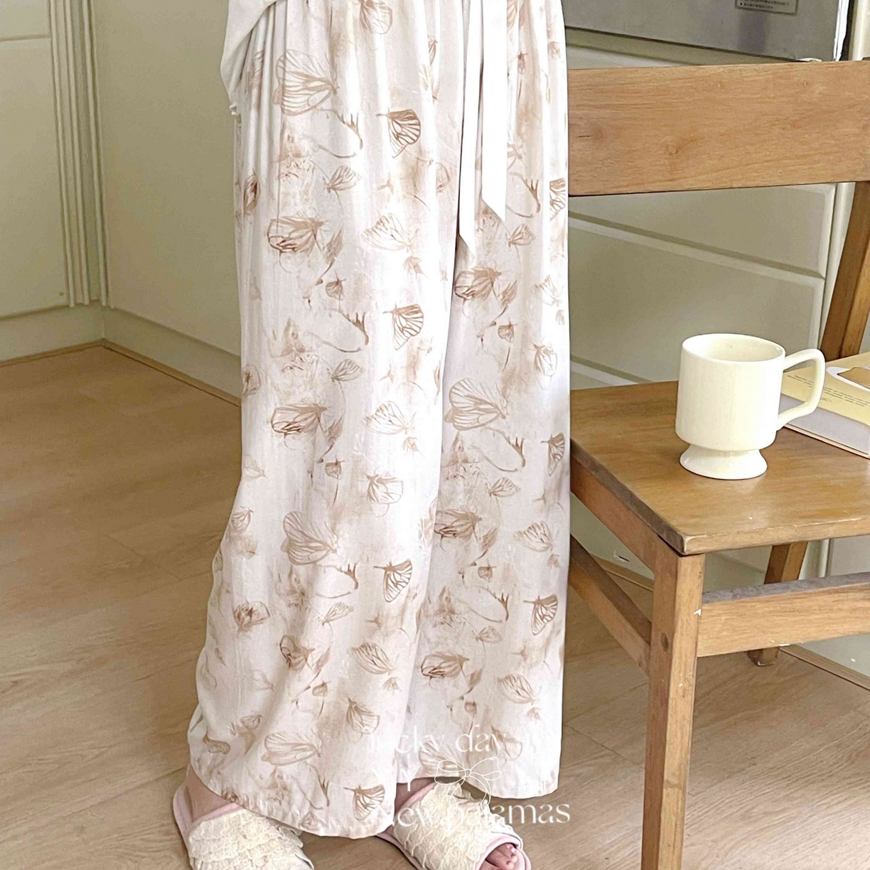 91家纺网 家纺一手货源 找家纺 纽约生活 2025新款人棉阔腿裤 幻蝶