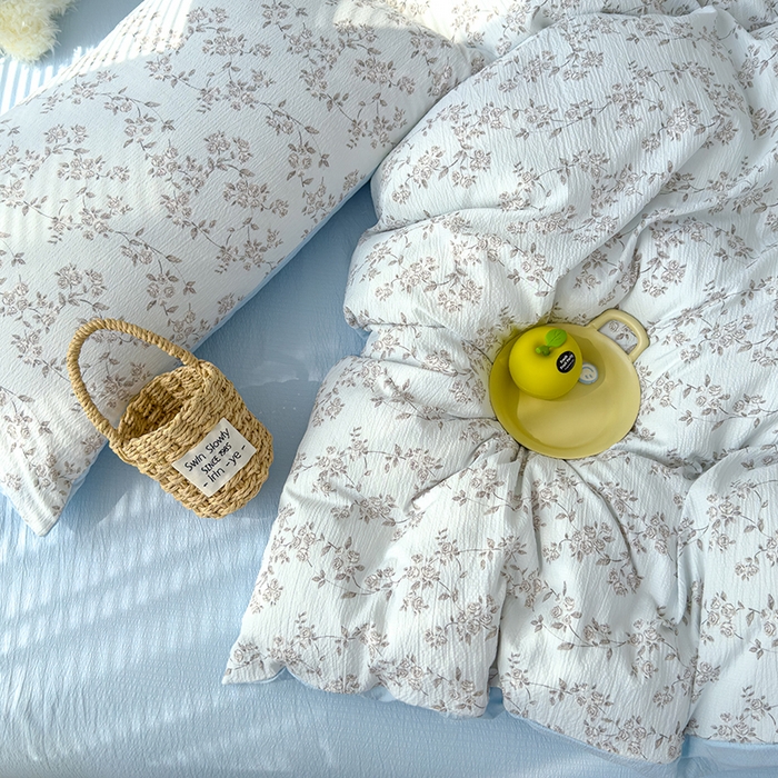 91家纺网 家纺一手货源 找家纺 竹合家纺 2025新品云感皱皱四件套跑量款小清新四件套 蓝颜