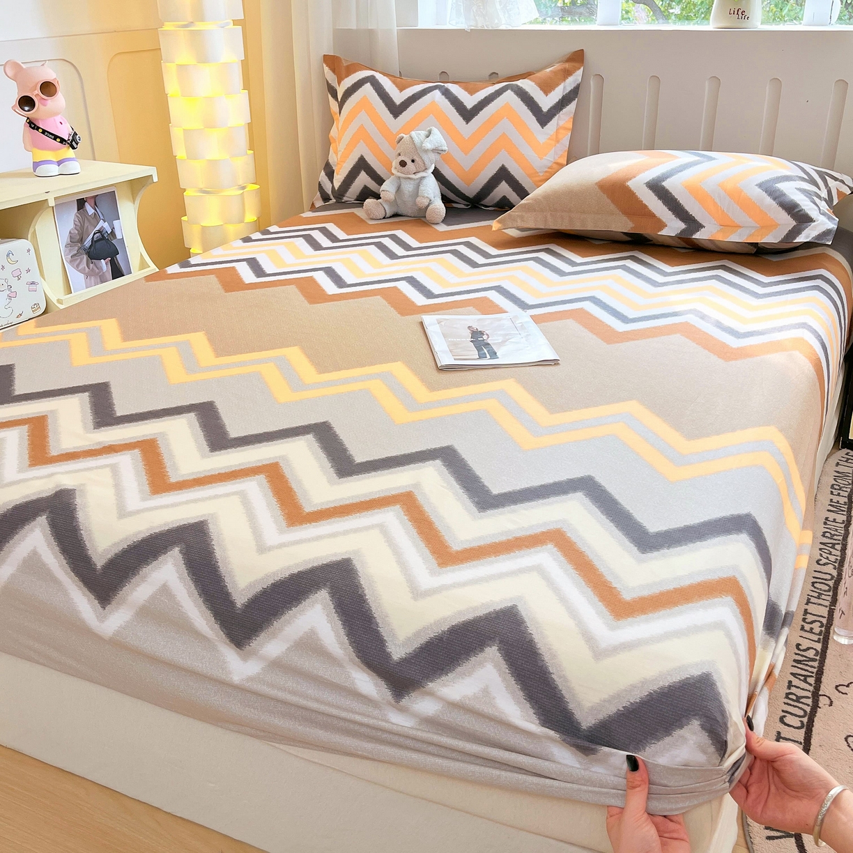 91家纺网 家纺一手货源 找家纺 大吉 2025新款全棉印花床笠 巴洛克