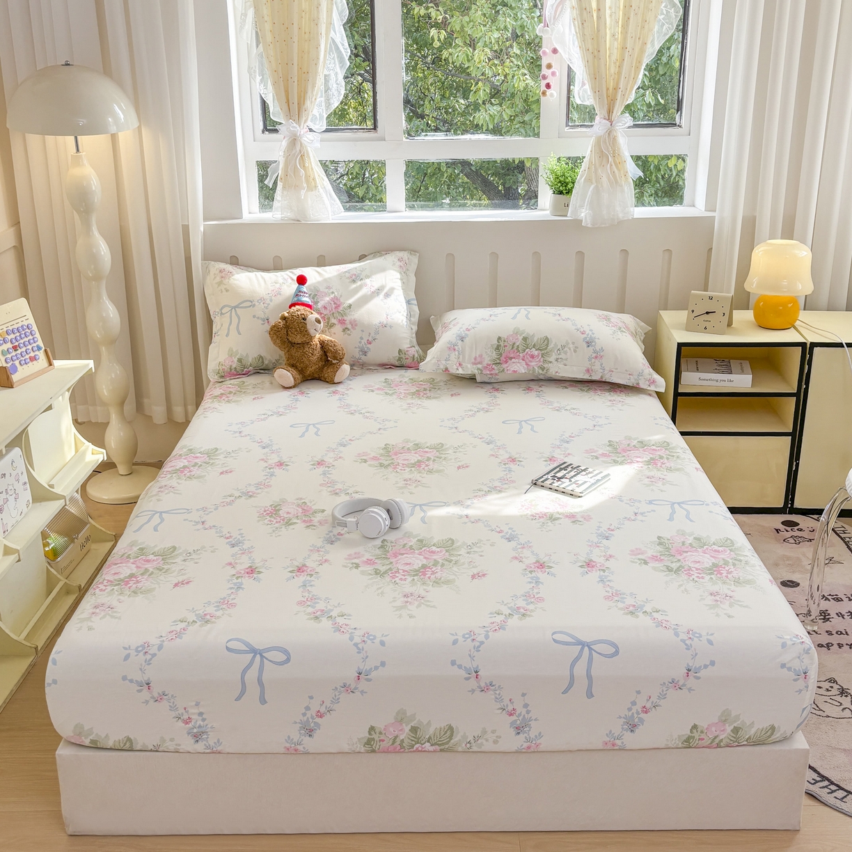 91家纺网 家纺一手货源 找家纺 大吉 2025新款全棉印花床笠 童话