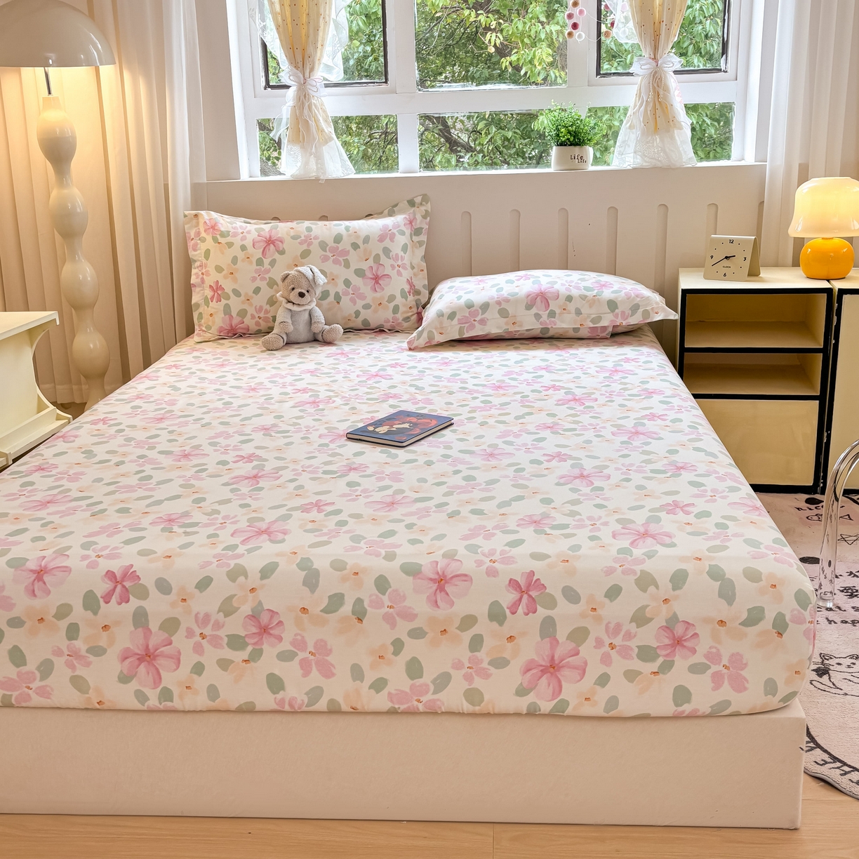 91家纺网 家纺一手货源 找家纺 大吉 2025新款全棉印花床笠 甜梦