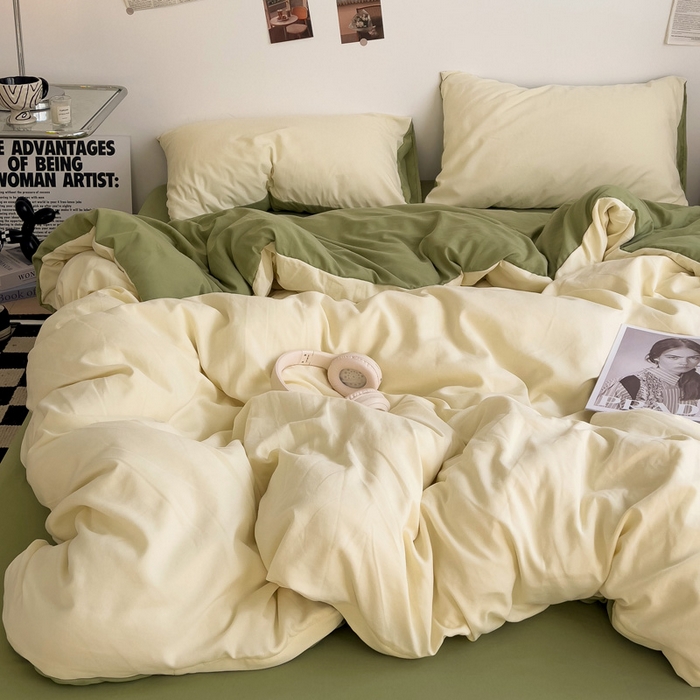 91家纺网 家纺一手货源 找家纺 （总）梦卓家纺 2025爆款ins风超柔褶皱亲肤磨毛水洗棉四件套