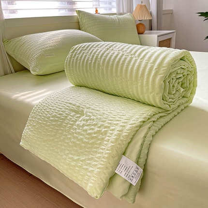 91家纺网 家纺一手货源 找家纺 （总）缦绣阁家纺 2025春夏新款纯色简约亲肤泡泡纱夏被凉感夏凉被三件套四件套空调被