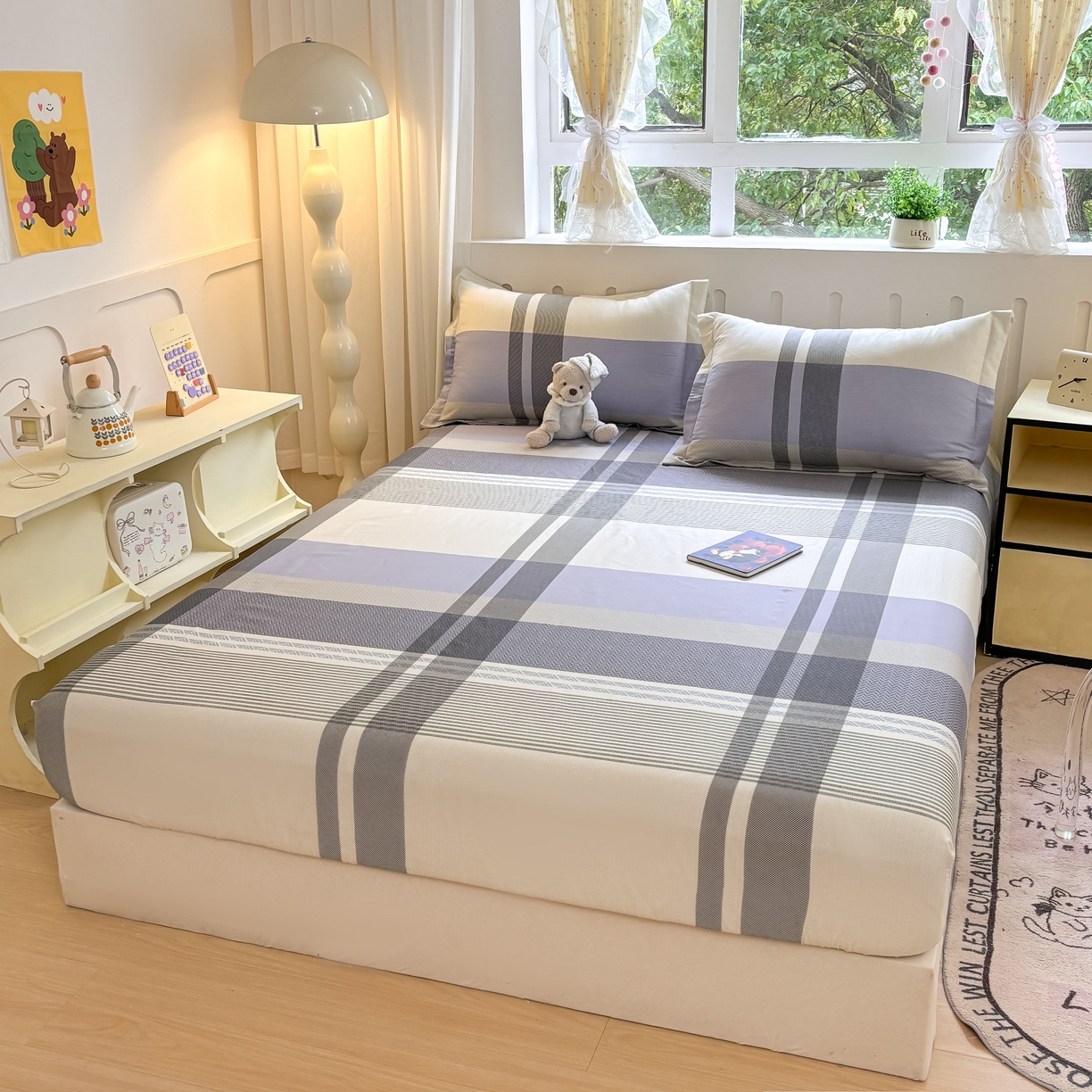 91家纺网 家纺一手货源 找家纺 大吉 2025新款全棉印花床笠 卡迪