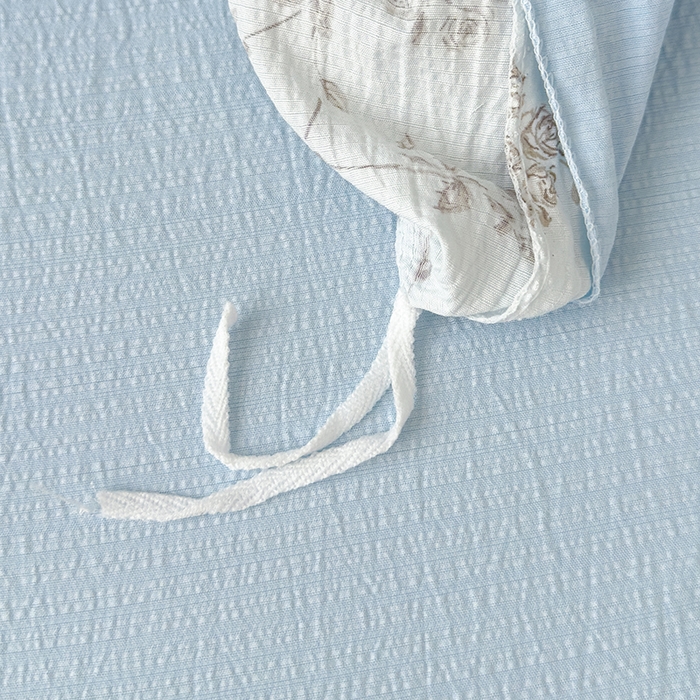 91家纺网 家纺一手货源 找家纺 竹合家纺 2025新品云感皱皱四件套跑量款小清新四件套 蓝颜