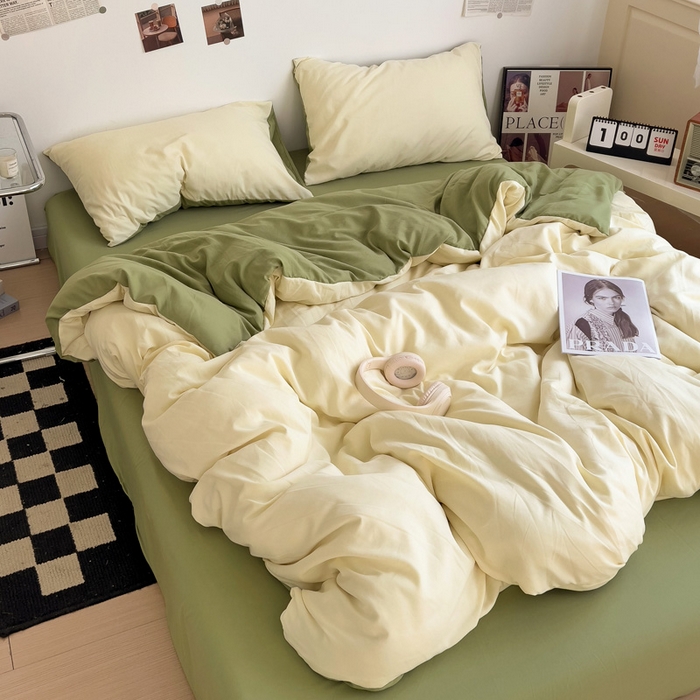 91家纺网 家纺一手货源 找家纺 （总）梦卓家纺 2025爆款ins风超柔褶皱亲肤磨毛水洗棉四件套