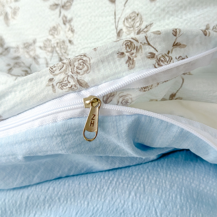 91家纺网 家纺一手货源 找家纺 竹合家纺 2025新品云感皱皱四件套跑量款小清新四件套 蓝颜