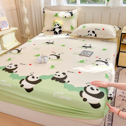 大吉 2025新款全棉印花床笠 萌萌潘达