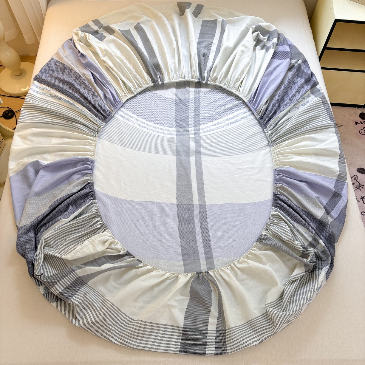 91家纺网 家纺一手货源 找家纺 大吉 2025新款全棉印花床笠 卡迪