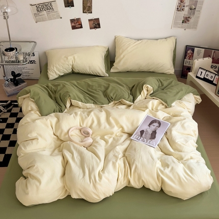 （总）梦卓家纺 2025爆款ins风超柔褶皱亲肤磨毛水洗棉四件套