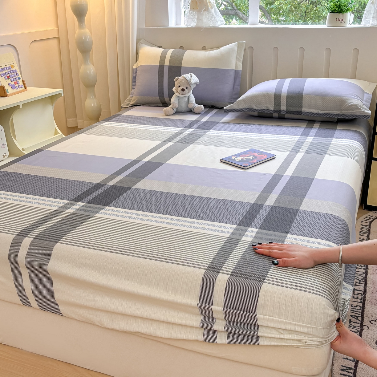 91家纺网 家纺一手货源 找家纺 大吉 2025新款全棉印花床笠 卡迪