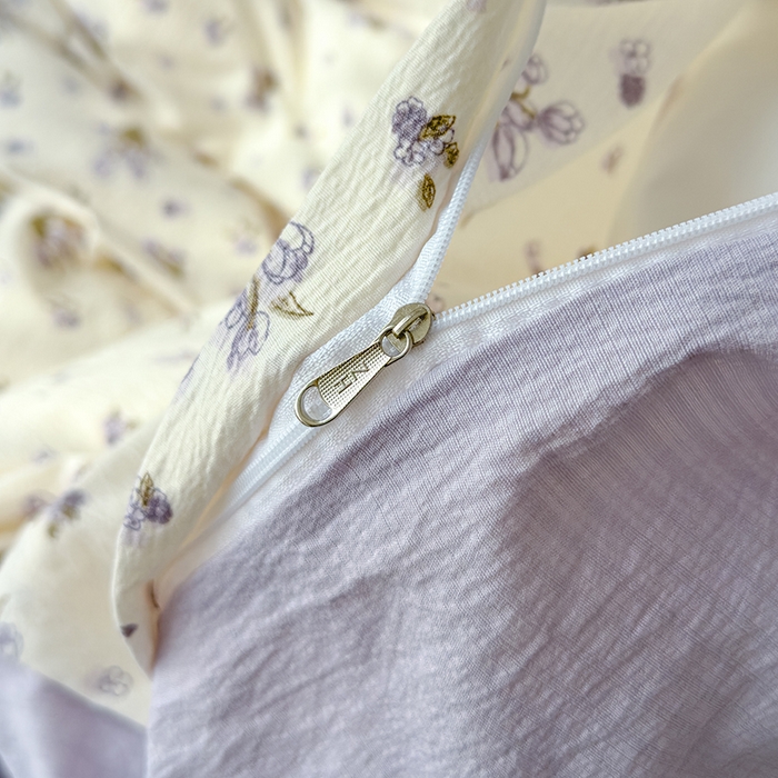 91家纺网 家纺一手货源 找家纺 竹合家纺 2025新品云感皱皱四件套跑量款小清新四件套 郁金香-紫