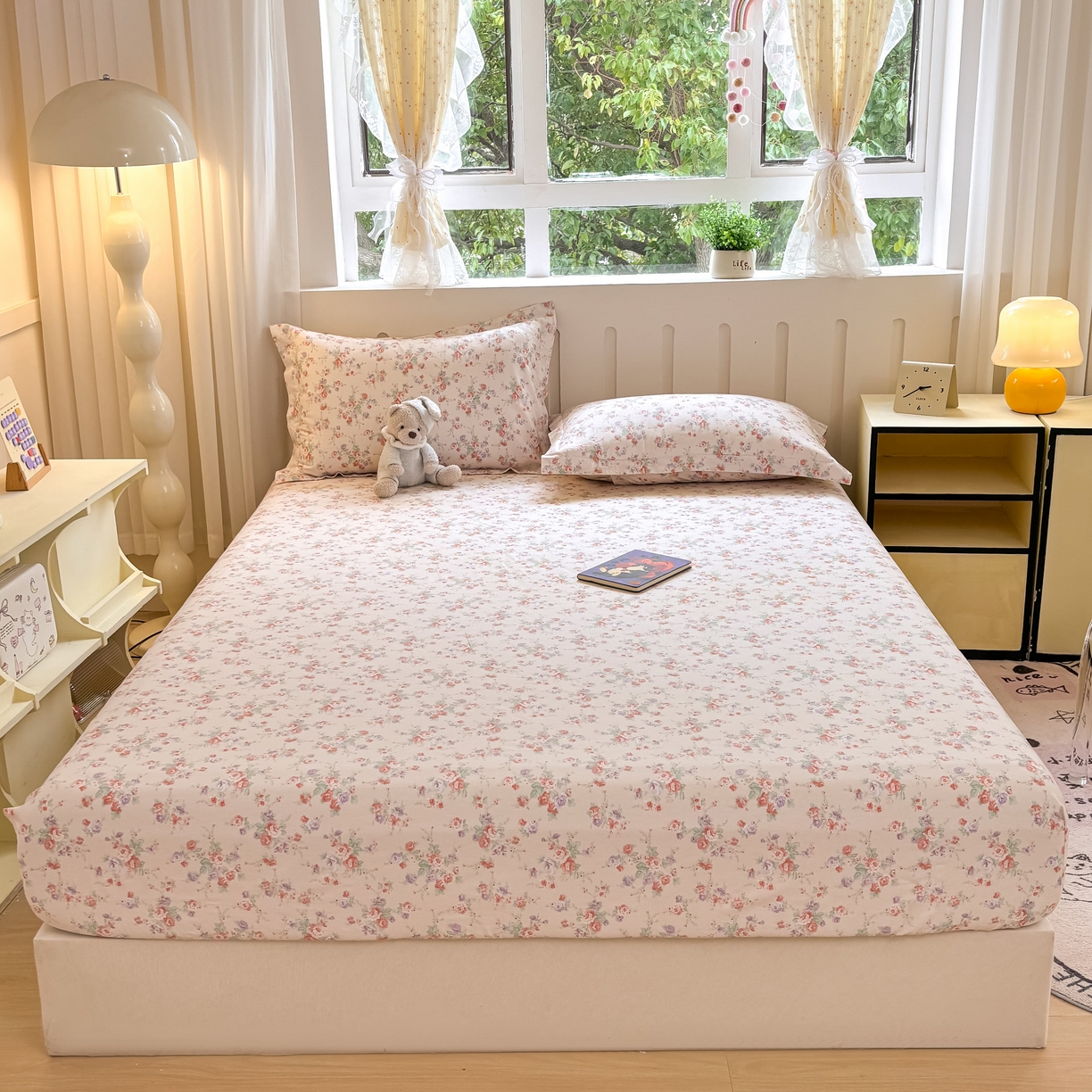 91家纺网 家纺一手货源 找家纺 大吉 2025新款全棉印花床笠 花语蔷薇