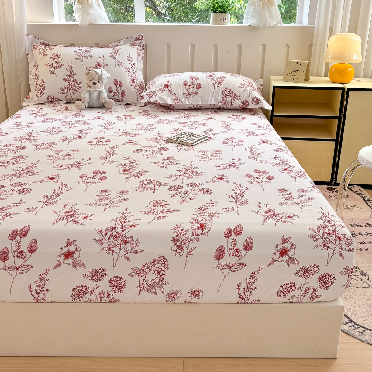 91家纺网 家纺一手货源 找家纺 大吉 2025新款全棉印花床笠 繁花