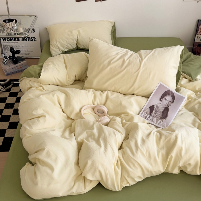 91家纺网 家纺一手货源 找家纺 （总）梦卓家纺 2025爆款ins风超柔褶皱亲肤磨毛水洗棉四件套