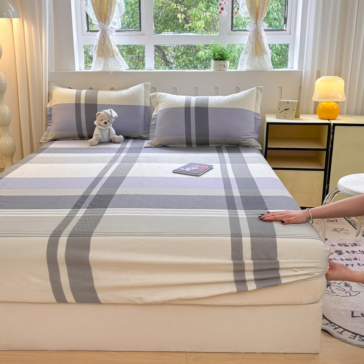 91家纺网 家纺一手货源 找家纺 大吉 2025新款全棉印花床笠 卡迪