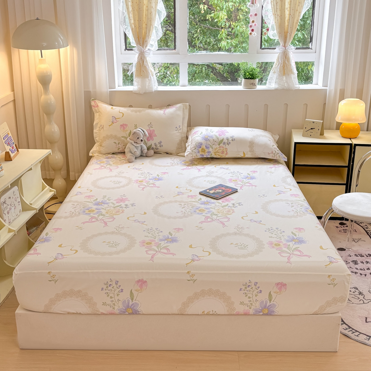 91家纺网 家纺一手货源 找家纺 大吉 2025新款全棉印花床笠 秘境