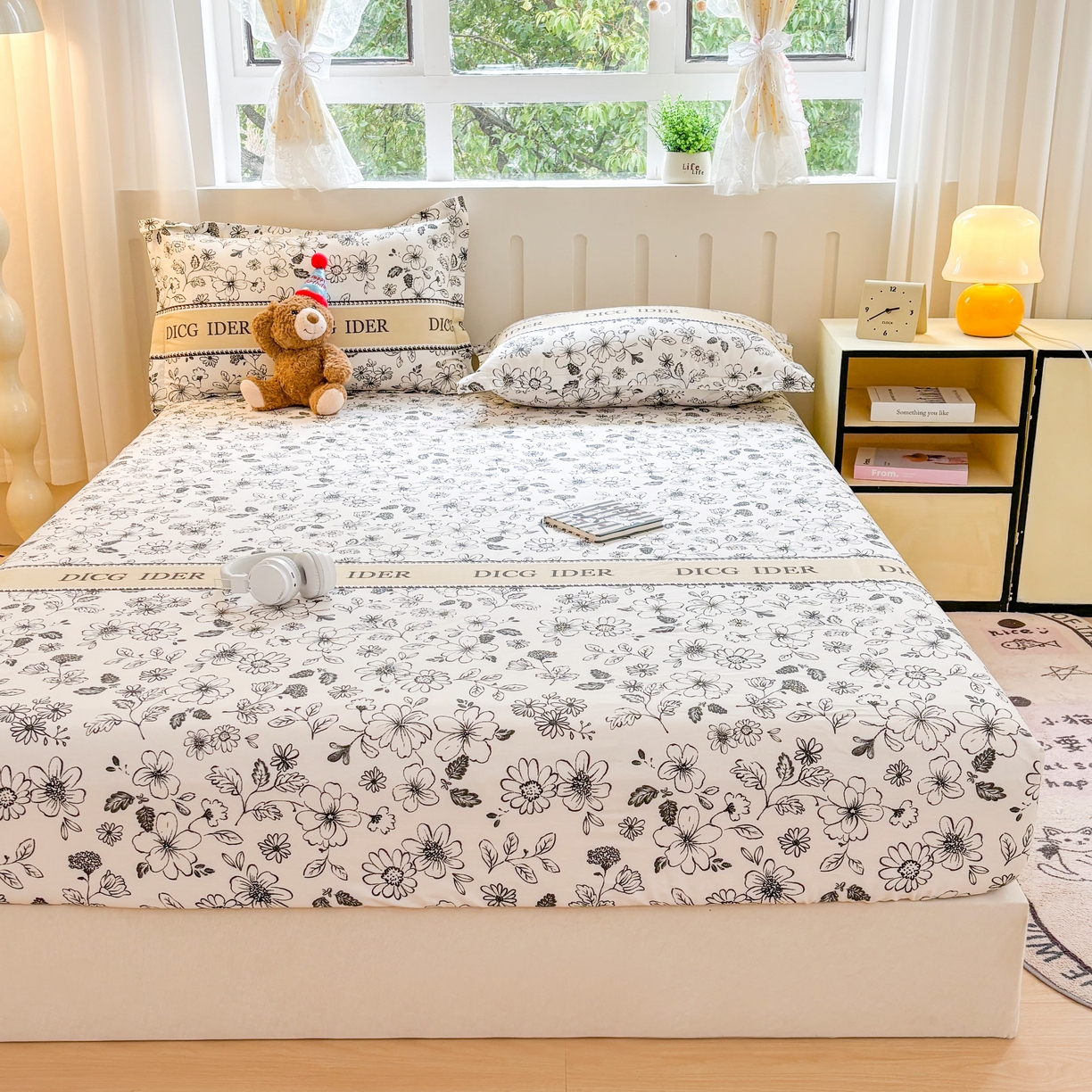 91家纺网 家纺一手货源 找家纺 大吉 2025新款全棉印花床笠 赫本