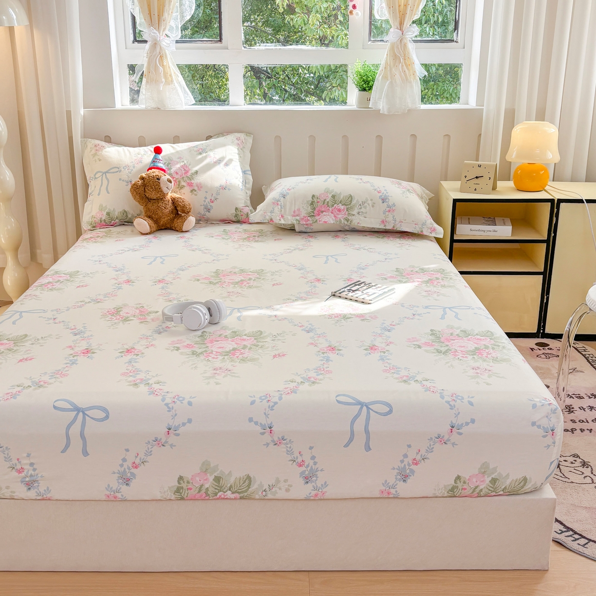 91家纺网 家纺一手货源 找家纺 大吉 2025新款全棉印花床笠 童话