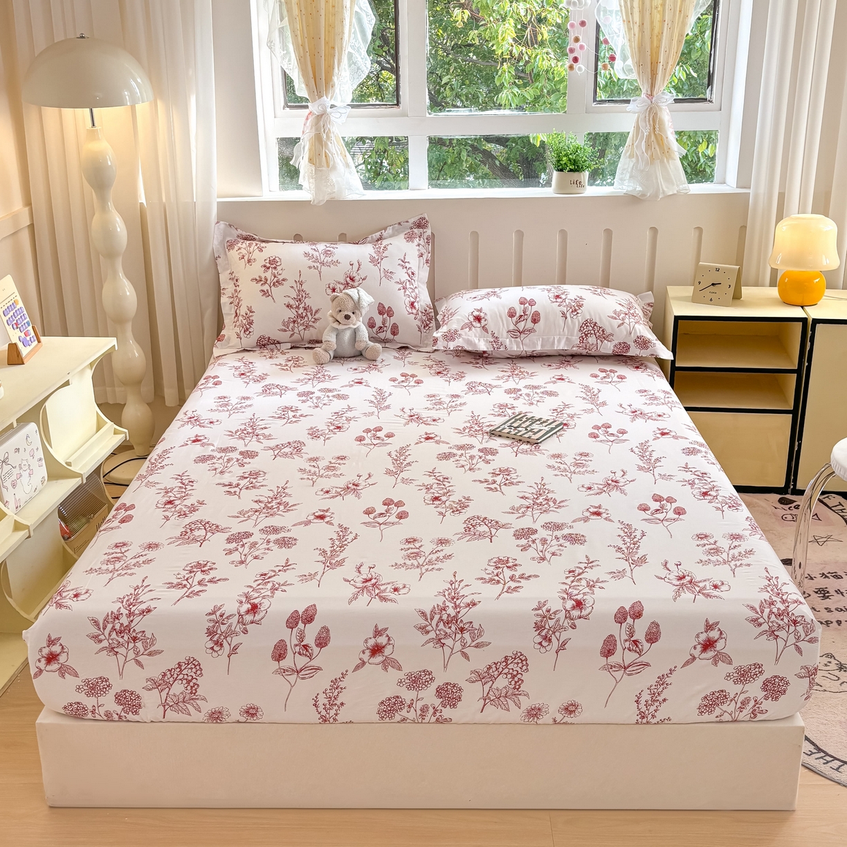 91家纺网 家纺一手货源 找家纺 大吉 2025新款全棉印花床笠 繁花