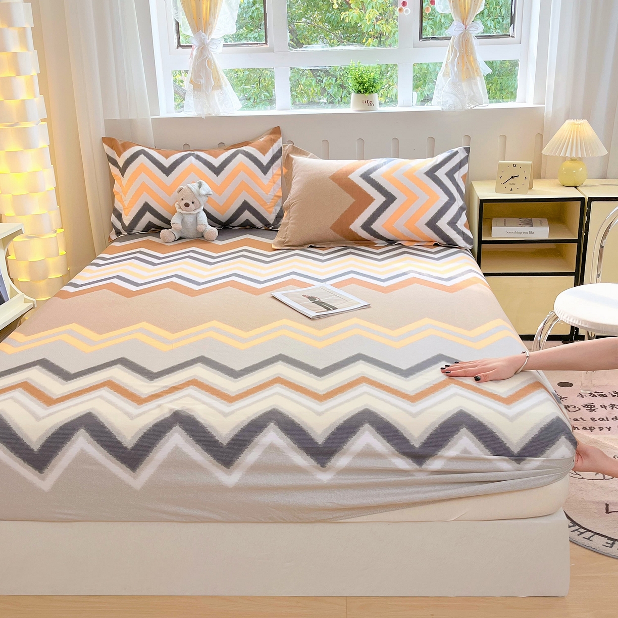 91家纺网 家纺一手货源 找家纺 大吉 2025新款全棉印花床笠 巴洛克