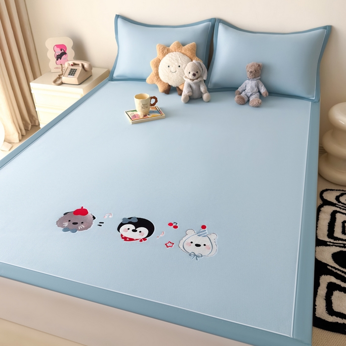 91家纺网 家纺一手货源 找家纺 九花鹿 2025新款凉感PE卡通冰丝席-凉席款 海獭兄弟