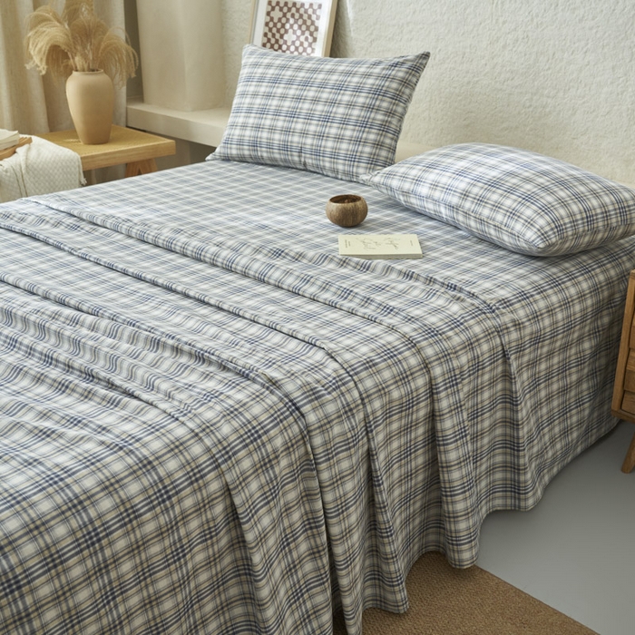 91家纺网 家纺一手货源 找家纺 早晨家纺 2025新款色织纯棉水洗棉床单 温尼-烟兰