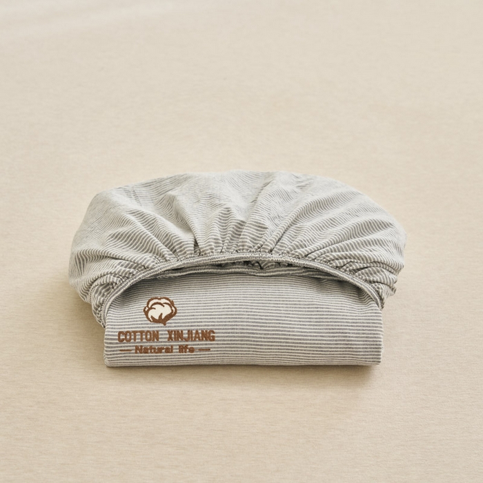 91家纺网 家纺一手货源 找家纺 早晨家纺 2025新款色织纯棉水洗棉毛巾绣床笠 流年床笠-深灰