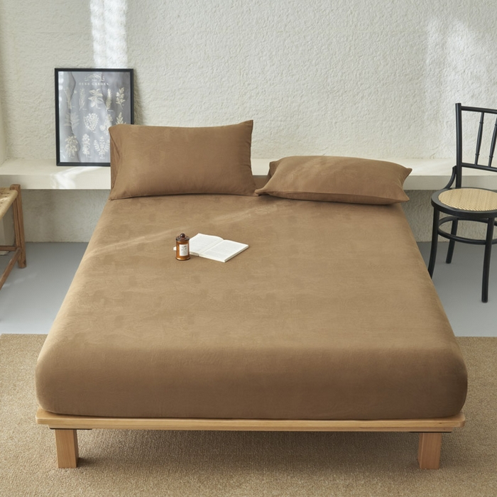 91家纺网 家纺一手货源 找家纺 早晨家纺 2025新款肌理纹纯棉提花床笠 肌理纹床笠-棕色