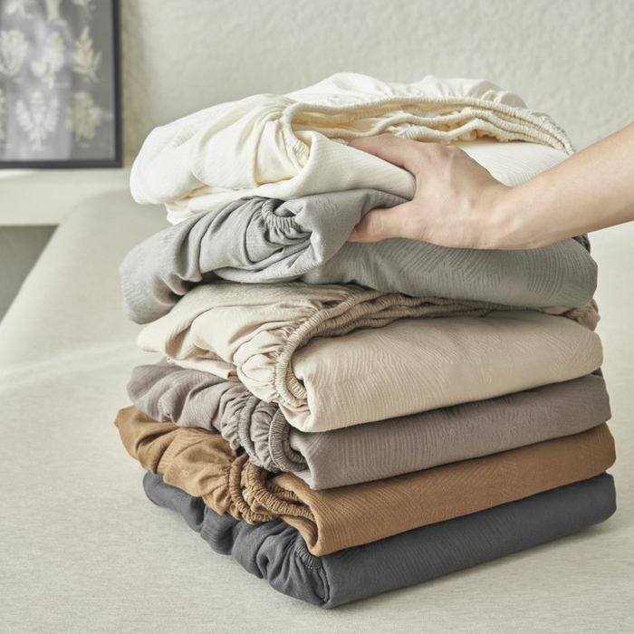 91家纺网 家纺一手货源 找家纺 （总）早晨家纺 2025新款肌理纹纯棉提花床笠