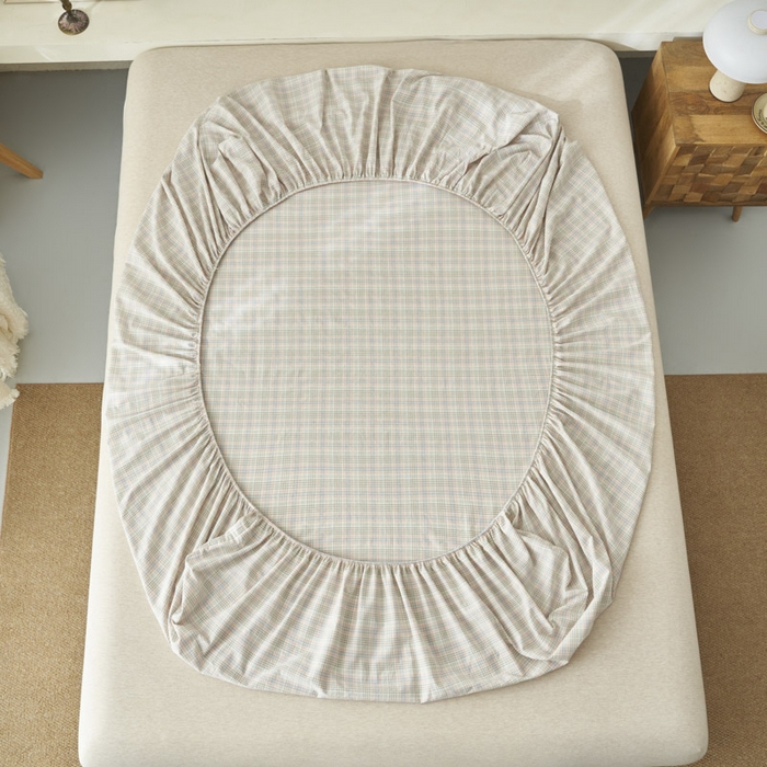 91家纺网 家纺一手货源 找家纺 （总）早晨家纺 2025新款色织纯棉水洗棉床笠