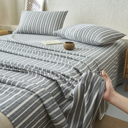 早晨家纺 2025新款色织纯棉水洗棉床单 雅诗-灰