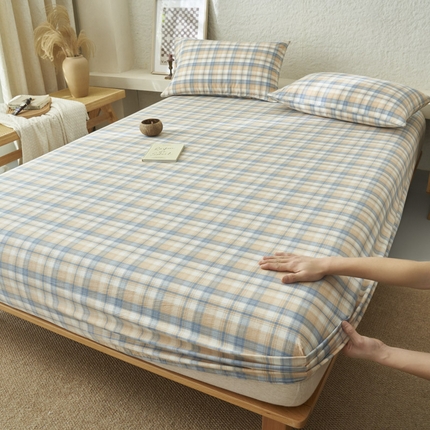 91家纺网 家纺一手货源 找家纺 （总）早晨家纺 2025新款色织纯棉水洗棉床笠