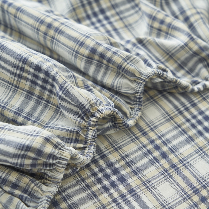 91家纺网 家纺一手货源 找家纺 早晨家纺 2025新款色织纯棉水洗棉床笠 温尼-烟兰