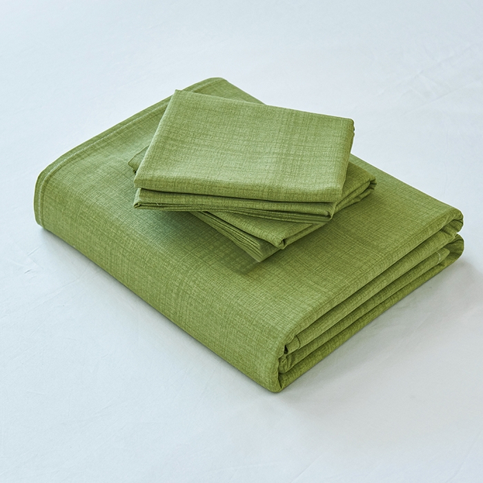 91家纺网 家纺一手货源 找家纺 义博家纺 2025新款纯棉老粗布床单 抹茶