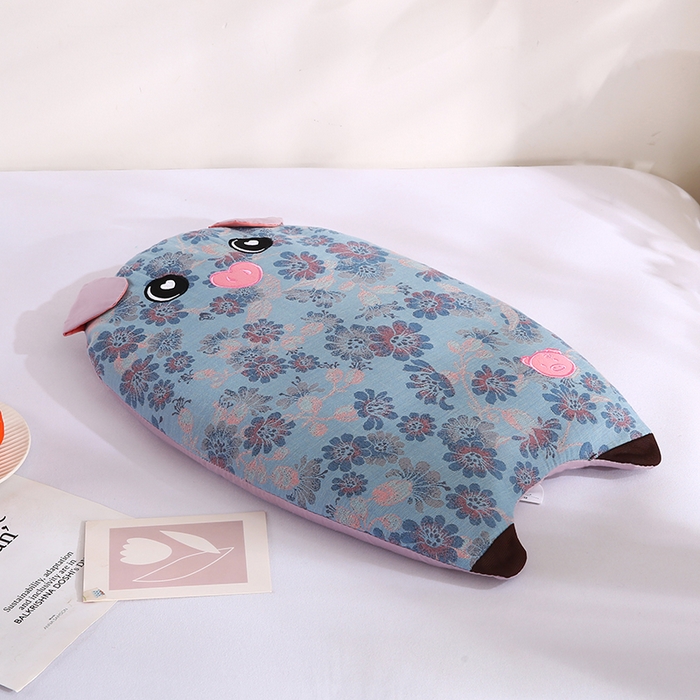 91家纺网 家纺一手货源 找家纺 贤内助家纺 2025新款全棉猪猪侠荞麦枕枕头枕芯保健枕护肩枕 蓝色 宽28*长53*高8-10/只