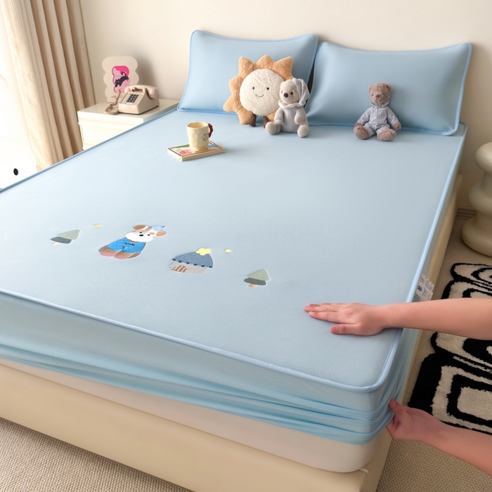 91家纺网 家纺一手货源 找家纺 （总）九花鹿 2025新款凉感PE卡通冰丝席-床笠款