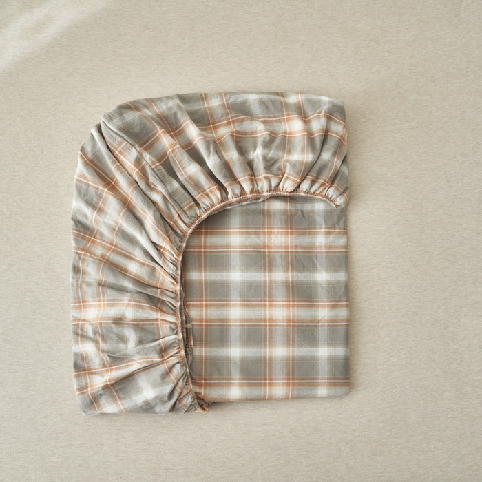 91家纺网 家纺一手货源 找家纺 早晨家纺 2025新款色织纯棉水洗棉床笠 洛卡-灰