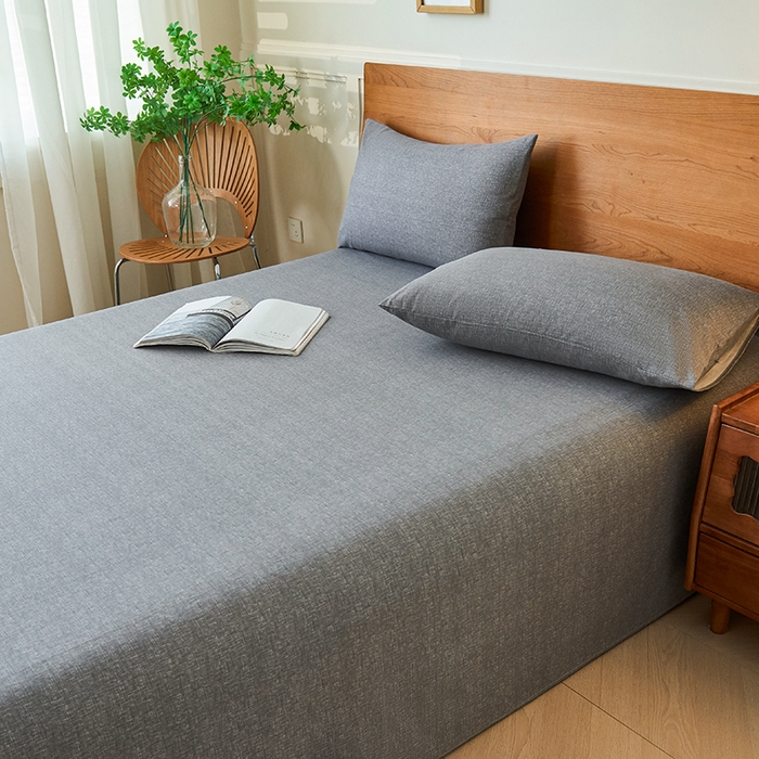 91家纺网 家纺一手货源 找家纺 义博家纺 2025新款纯棉老粗布床单 碳素灰