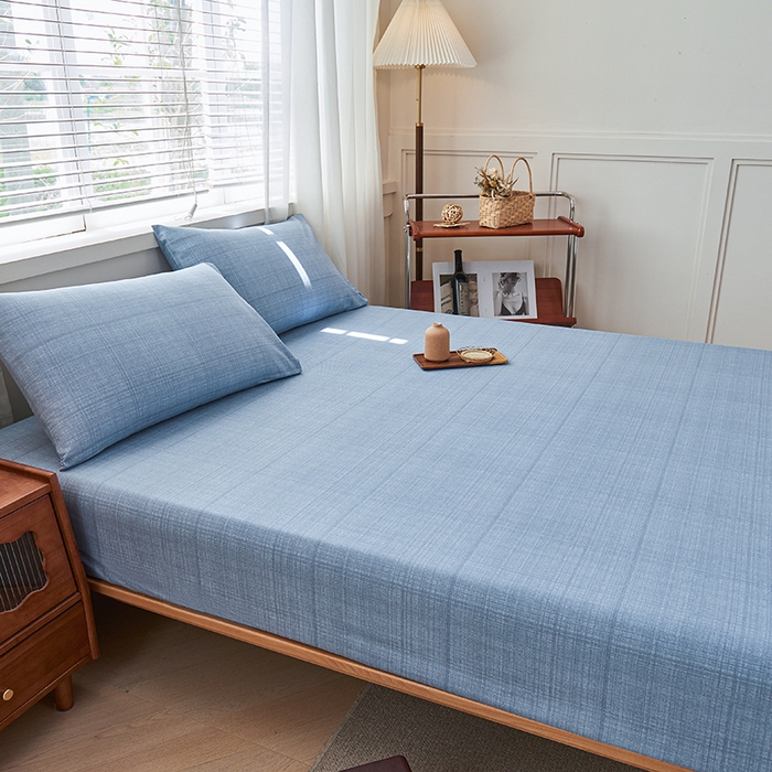 91家纺网 家纺一手货源 找家纺 义博家纺 2025新款纯棉老粗布床笠 海军蓝