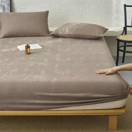 早晨家纺 2025新款肌理纹纯棉提花床笠 肌理纹床笠-中灰