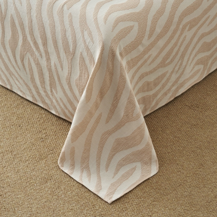 91家纺网 家纺一手货源 找家纺 早晨家纺 2025新款三层纱纯棉提花床单 斑马纹床单-咖色