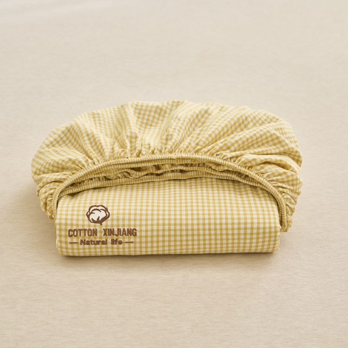 91家纺网 家纺一手货源 找家纺 早晨家纺 2025新款色织纯棉水洗棉毛巾绣床笠 星曜床笠-姜黄