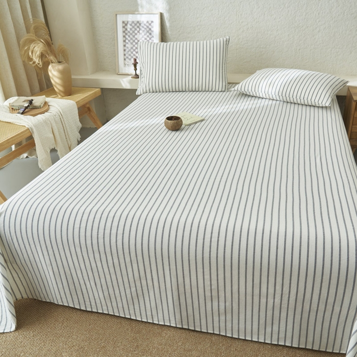 91家纺网 家纺一手货源 找家纺 早晨家纺 2025新款色织纯棉水洗棉床单 格律时尚-灰