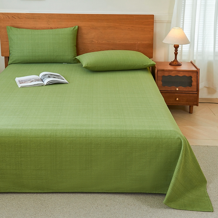 91家纺网 家纺一手货源 找家纺 义博家纺 2025新款纯棉老粗布床单 抹茶